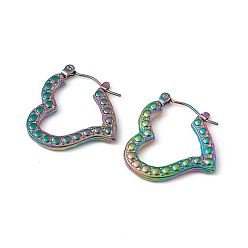 Rainbow Color Ионное покрытие (ip) 304 серьги-кольца из нержавеющей стали для женщин, Радуга цветов, 23x23x2.5 мм, штифты : 0.5 мм