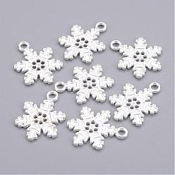 Silver Tibetan Style Alloy Snowflake Pendants, Lead Free and Cadmium Free, Silver, 22x16x2mm, Hole: 1.5mm