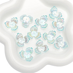 Голубой 30 шт прозрачные акриловые бусины, цветок, голубой, 22 мм, отверстие : 1 мм