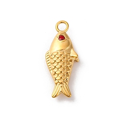 Светло-сиамский 304 из нержавеющей стали горный хрусталь подвески, реальный 14 k позолоченный, рыбы прелести, ионное покрытие (ip), Light Siam, 30.5x12x5 мм, отверстие : 3 мм