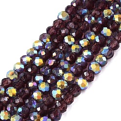 Серо-розавый Нити из прозрачных стеклянных бусин-ронделей с цветным покрытием ab, граненые, увядшая роза, 2.5x2 мм, отверстие : 0.5~0.9 мм, около 148~159 шт / нитка, 11.42~13.19'' (29~33.5 см)