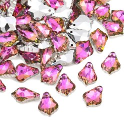 Светло-Вишневый AB цвет гальваническим Гальваническим стеклянные подвески, граненые, лист, светло-вишневый, 16x11x6 мм, отверстие : 1 мм