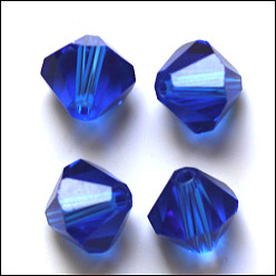 Bleu Imitations de perles de cristal autrichien, grade de aaa, facette, Toupie, bleu, 4x4mm, Trou: 0.7~0.9mm
