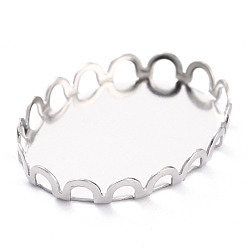 Stainless Steel Color 304 Stainless Steel Cabochon Settings, Lace Edge Bezel Cups, Oval, Stainless Steel Color, 19x14x3mm Tray: 18mmx13mm