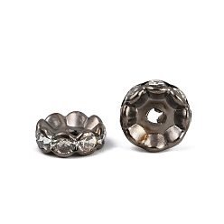 Кристалл Латунные бусины разделители для поставки стразов, класс А, волнистый край, металлический черный , рондель, кристалл, 10x4 мм, отверстие : 2 мм