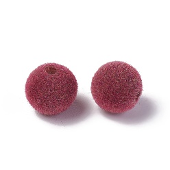 Old Rose Flocky Acrylic Beads, Round, Old Rose, 8mm, Hole: 1.4mm