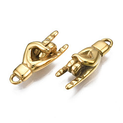Золотой 304 подвески из нержавеющей стали, Мано Корнуто итальянская рука, золотые, 27.5x9.5x7 мм, отверстие : 2 мм