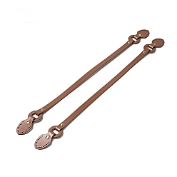 Saddle Brown Leaf End Cowhide Leather Sew On Bag Handles, with Brass Findings, Bag Strap Replacement Accessories, Saddle Brown, 59.7x4x1.3cm, Hole: 1.6mm