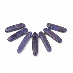 Lepidolite Natural Lepidolite/Purple Mica Stone Beads Strands, Graduated Fan Pendants, Focal Beads, Spodumene Beads, 38~49x9~10x5~6mm, Hole: 1.5mm, 7pcs/set, 3.14 inch/strand, glass bead: 4mm