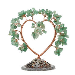 Green Aventurine Natural Green Aventurine Chips Heart Tree Decorations, Copper Wire Feng Shui Energy Stone Gift for Women Men Meditation, 150x150mm