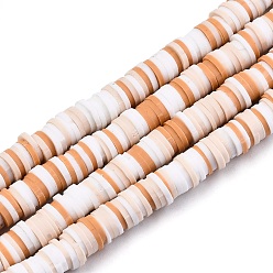 Sandy Brown Handmade Polymer Clay Beads Strands, for DIY Jewelry Crafts Supplies, Heishi Beads, Disc/Flat Round, Sandy Brown, 6x0.5~2mm, Hole: 1.6mm, about 360~390pcs/strand, 17.5 inch~17.9 inch(44.5~45.5cm)