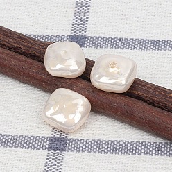 Floral White Plastic Imitation Pearl Baroque Irregular Beads, Half-hole, DIY Jewelry Accessories, Floral White, 12x11mm