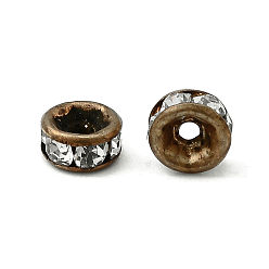 Кристалл Латунные бусины разделители для поставки стразов, класс AAA, прямой фланец, без никеля , античная бронза, рондель, кристалл, 4x2 мм, отверстие : 1 мм