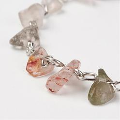 Rutilated Кварц Натуральные рутиловые кварцевые чипсы ручной работы из бисера, несварные, с железными контактами, платина, 39.37 дюйм (1 м)