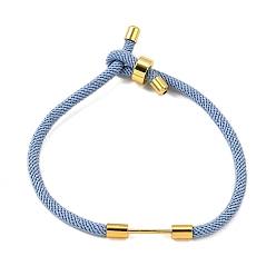 Васильковый Плетеный браслет из нейлонового шнура, с латунной фурнитурой , реальный 18 k позолоченный, васильковый, 9-1/2 дюйм (24 см), ссылка: 24x4 mm