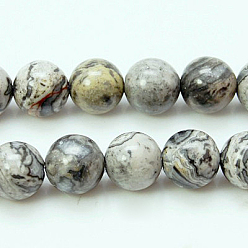 Map Stone Natural Map Stone/Picasso Stone/Picasso Jasper Beads Strands, Round, 4mm, Hole: 1mm, about 88pcs/strand, 15.3 inch