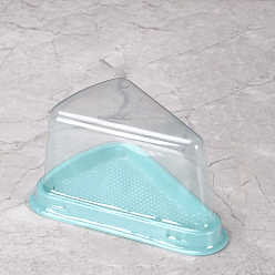 Cyan Plastic Cake Slice Containers with Lids, Individual Cheesecake Boxes, Triangle, Cyan, 148x75mm