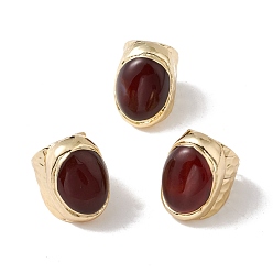 Red Agate Натуральный красный агат неправильной овальной формы открытое кольцо-манжета, золотое латунное массивное кольцо для женщин, без кадмия и без свинца, размер США 7 3/4 (17.9 мм)