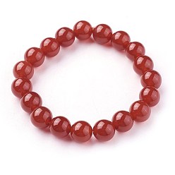 Carnelian Natural Carnelian Beads Stretch Bracelets, Round, Dyed & Heated, Grade A, 2-1/4 inch~2-3/8 inch(5.7~6cm), Beads: 10~10.5mm