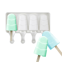 White Food-Grade Silicone Ice Cream Molds, Ice Cream Shaped, White, 130x190x25mm, Inner Diameter: 70x40mm