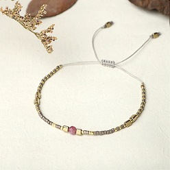 BR0415 Bohemian Style Handmade Braided Friendship Bracelet with Semi-Precious Beads for Women
