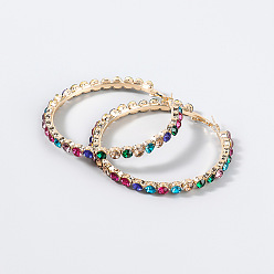 6th color Sparkling Alloy Diamond Circle Earrings for Women - Fashionable and Retro Ear Accessories