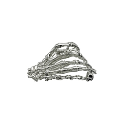 Silver Alloy Hair Clips, Claw Hair Clips for Women, Halloween Skeleton Hand, Silver, 86x45mm