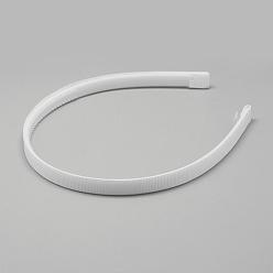 White Plain Plastic Hair Band Findings, with Teeth, with Grosgrain, White, 120mm, 10mm