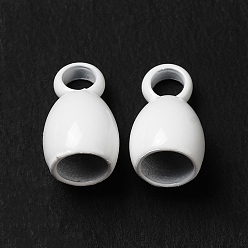 White Spray Painted 201 Stainless Steel Cord Ends, End Caps, Bell, White, 7.5x4.5mm, Hole: 1.8mm, Inner Diameter: 3mm