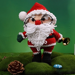 Santa Claus Рождественская тема наборы для вязания крючком своими руками для начинающих, включая полиэфирную пряжу, волокнистый наполнитель, игла для вязания крючком, пряжа игла, опорный провод, маркер стежка, Дед Мороз, размер упаковки: 23x16.8см