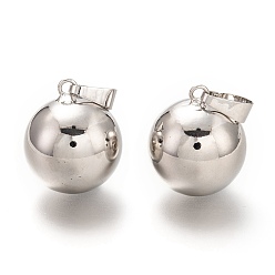 Stainless Steel Color Brass Bell Pendants, Pregnancy Bola, Round, Stainless Steel Color, 24.5x20.5mm, Hole: 7.5x4.5mm