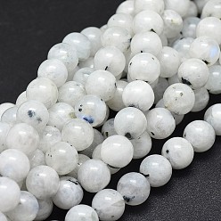 Rainbow Moonstone Natural Rainbow Moonstone Beads Strands, Round, 10mm, Hole: 1mm, about 38pcs/strand, 15.6 inch(39.8cm)