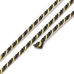 Black Polycotton Filigree Cord, Braided Rope, with Plastic Reel, for Wall Hanging, Crafts, Gift Wrapping, Black, 1.2mm, about 27.34 Yards(25m)/Roll