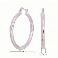 925 silver plated with white gold, 35mm 925 серебряные серьги-кольца с полыми трубками – минимализм, винтаж, модные украшения для ушей.