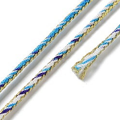 Deep Sky Blue 14M Duotone Polyester Braided Cord, Round, Deep Sky Blue, 2.5mm, about 15.31 Yards(14m)/Roll
