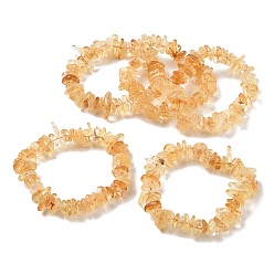 Citrine Heated Natural Citrine Beaded Stretch Bracelets, Chip, Inner Diameter: 1.65~2.05 inch(4.2~5.2cm)