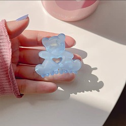 Transparent Bear - Blue Pince à cheveux douce et mignonne pour les filles, couvre-chef en épingle à cheveux griffe d'ours en gelée