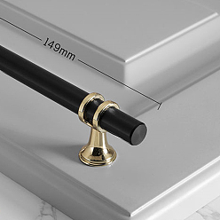 Black Aluminium Alloy T Bar Drawer Knob, with Alloy Findings, Cabinet Pulls Handles for Drawer Accessories, Tube, Black, 149x19x35mm, Hole Center: 96mm