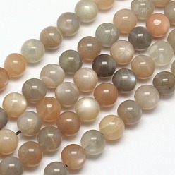 Multi-Moonstone Natural Multi-Moonstone Beads Strands, Round, 12mm, Hole: 1mm, about 33pcs/strand, 15.7 inch