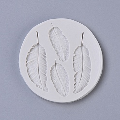 Light Grey Food Grade Silicone Molds, Fondant Molds, For DIY Cake Decoration, Chocolate, Candy, UV Resin & Epoxy Resin Jewelry Making, Feather, Light Grey, 82x7.5mm, Feather: 37.5~62x17~21mm