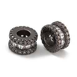 Черный Покрытие стойки латунь микропаве прозрачные кубические циркониевые бусины, без свинца и без кадмия, долговечный, чёрные, 8.5x5 мм, отверстие : 4 мм