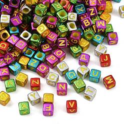(52) Непрозрачная лаванда Непрозрачные акриловые бусины, куб с письмом, разноцветные, 5.5x6.5x5.5 мм, отверстие : 3.5 мм, Около 3000 шт / 500 г