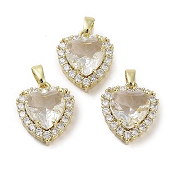 Античный Белый Настоящие позолоченные подвески из латуни с микропаве из кубического циркония, со стеклом, долговечный, без кадмия и без свинца, сердце, старинный белый, 18 мм, отверстие : 17x15x7 мм