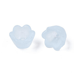 Светло-Синий Прозрачные акриловые бусины, матовые, цветок, голубой, 9x9.5x6.5 мм, отверстие : 1.6 мм