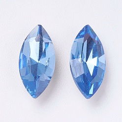 Sapphire Imitation Austrian Crystal Glass Rhinestone, Grade A, Pointed Back & Back Plated, Horse Eye, Sapphire, 10x5x3mm