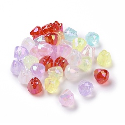 Mixed Color Transparent Acrylic Imitation Jelly Beads, Faceted Flower, Mixed Color, 15x14~14.5mm, Hole: 2.5mm