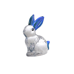 Dodger Blue Handmade Lampwork Rabbit Figurine Display Decorations, for Desktop Home Decoration, Dodger Blue, 35mm