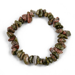 Унакит Стрейч-браслеты унисекс с бусинами из натурального унакита, внутренний диаметр: 1-3/4~2 дюйм (4.5~5 см)