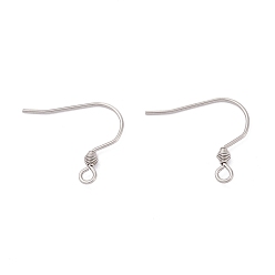 Stainless Steel Color 316 Surgical Stainless Steel Earring Hooks, Ear Wire, with Horizontal Loop, Stainless Steel Color, 16mm, Hole: 2mm, 22 Gauge, Pin: 0.6mm