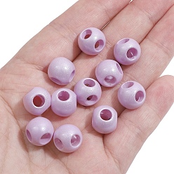 Thistle Pearlized Acrylic European Beads, Large Hole Beads, 4-hole Round, Thistle, 12x10mm, Hole: 4.5mm, 5pcs/bag